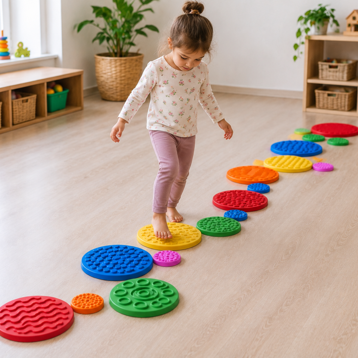 Circuito Sensorial de 20 Discos con Texturas – Equilibrio y Psicomotricidad