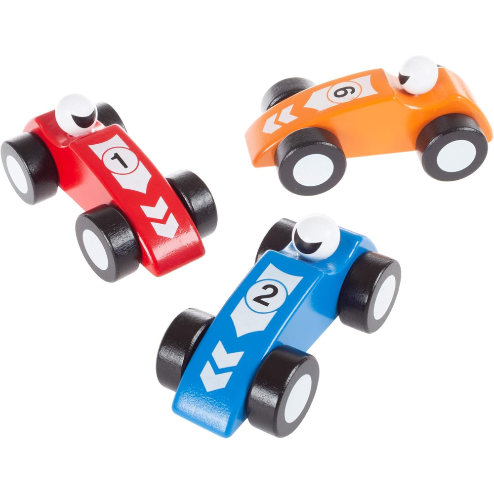 Set 5 Autos De Carrera Madera Infantil