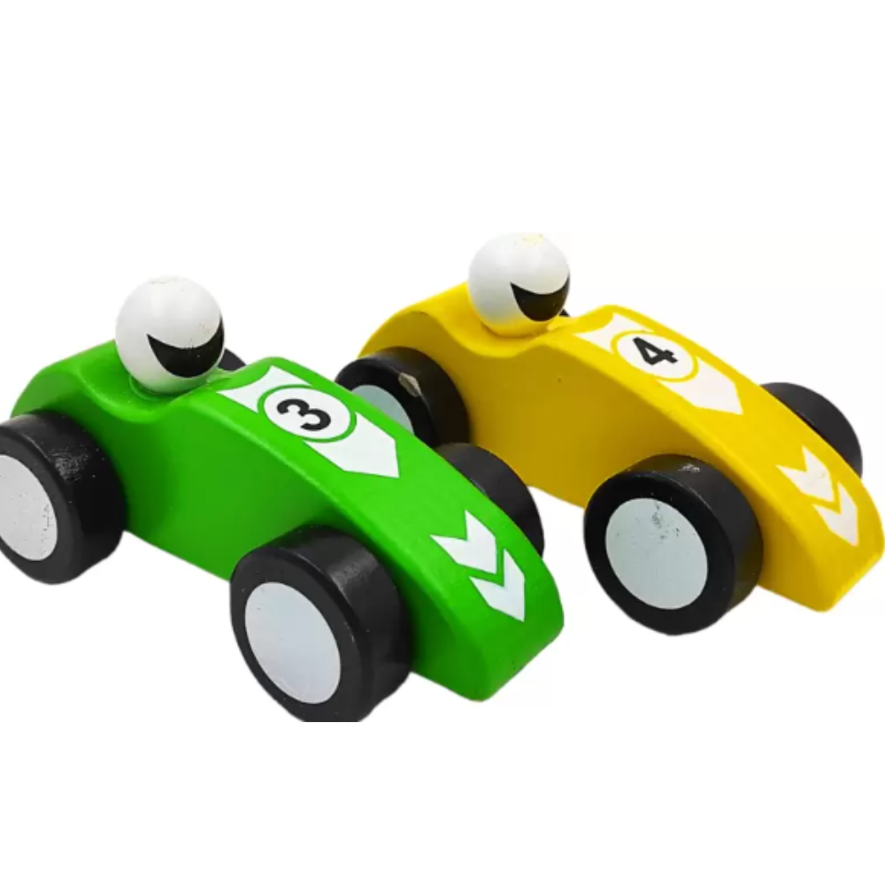 Set 5 Autos De Carrera Madera Infantil