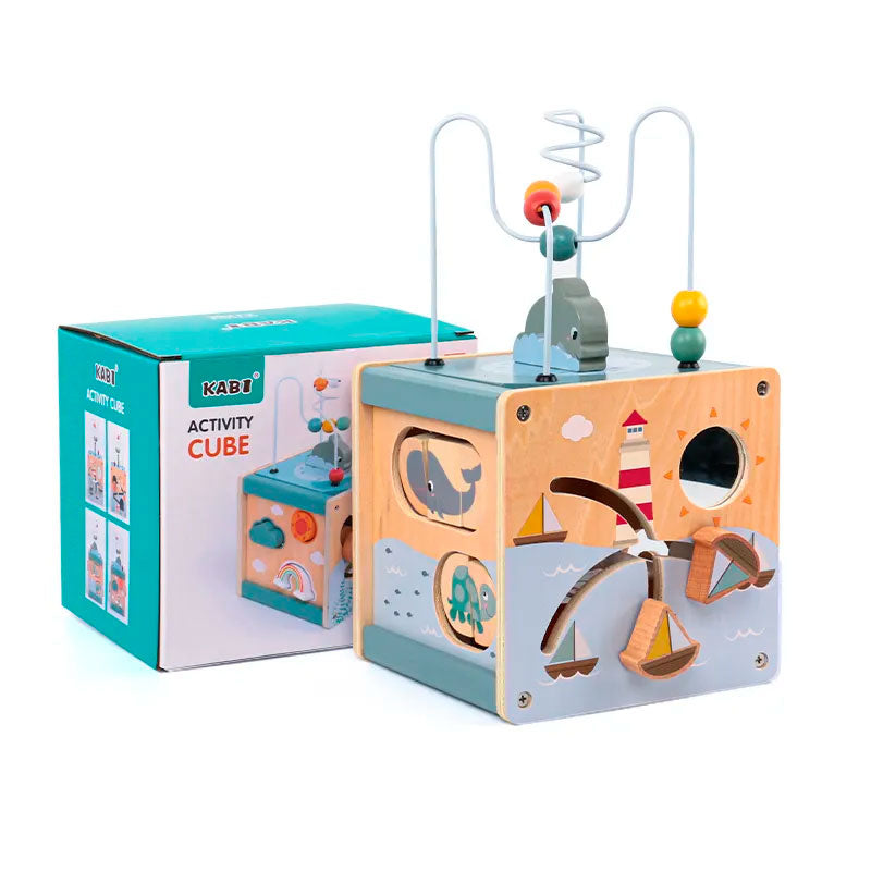 Cubo y laberinto didáctico multifuncional 5 actividades en 1