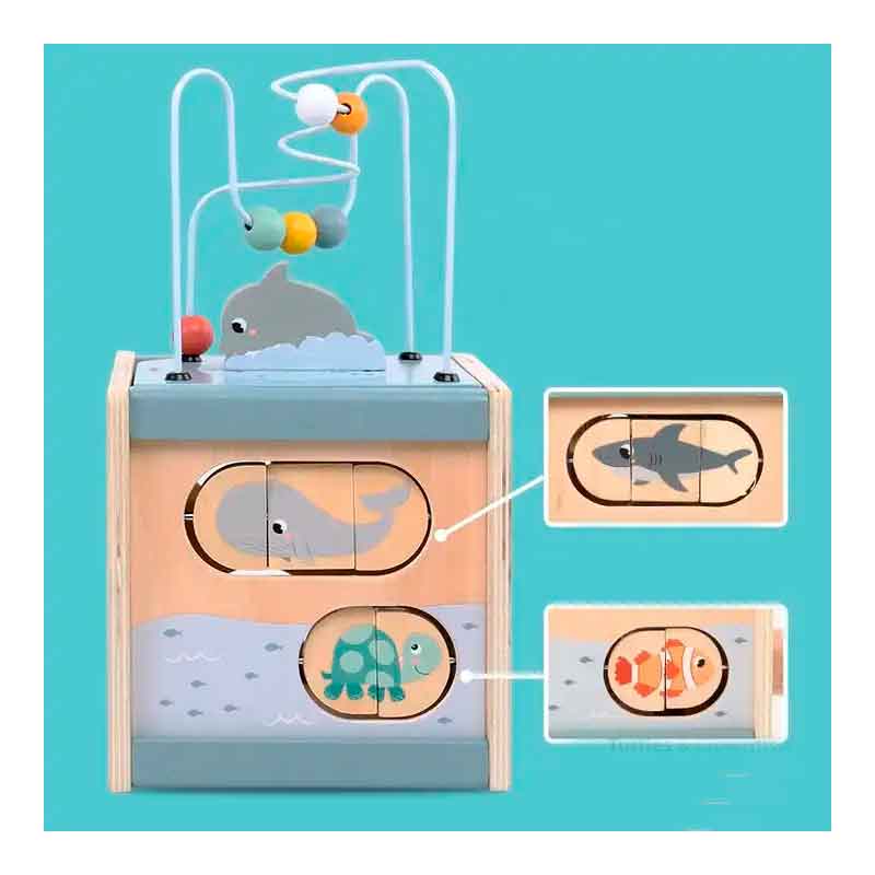 Cubo y laberinto didáctico multifuncional 5 actividades en 1