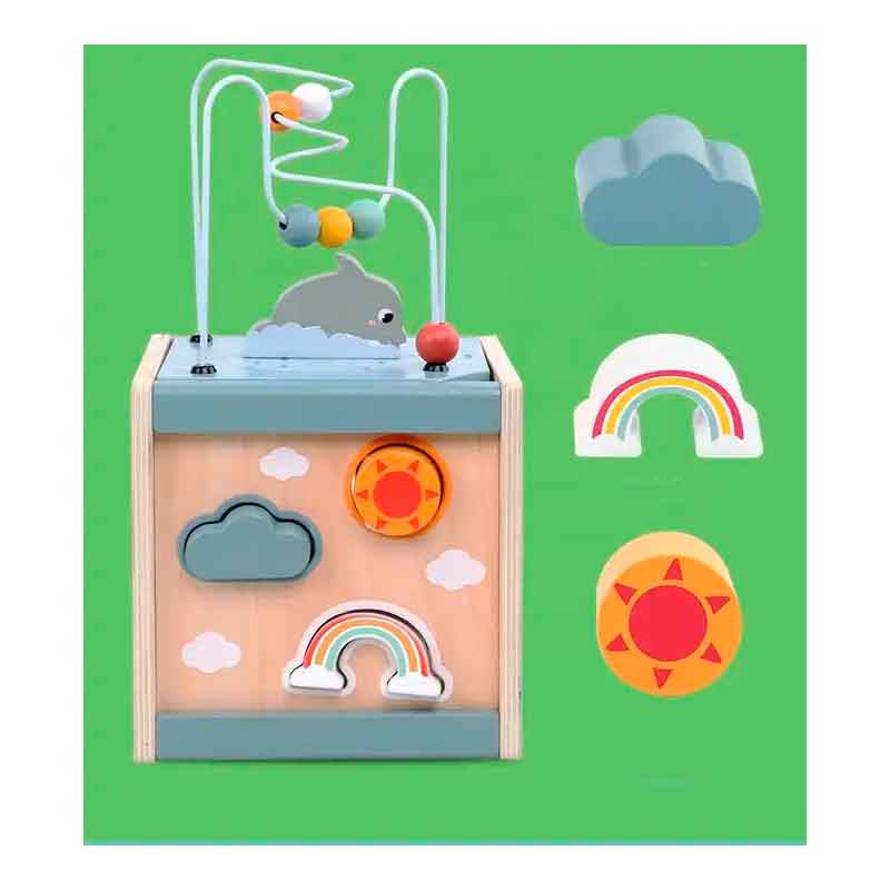 Cubo y laberinto didáctico multifuncional 5 actividades en 1