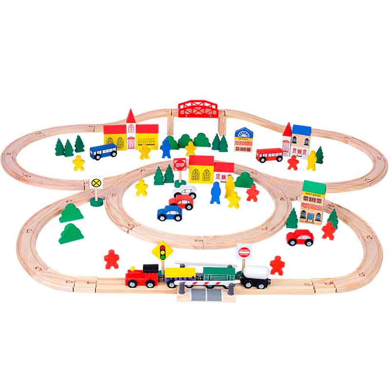 Pista Cuidad Trenes y Autos 100 piezas