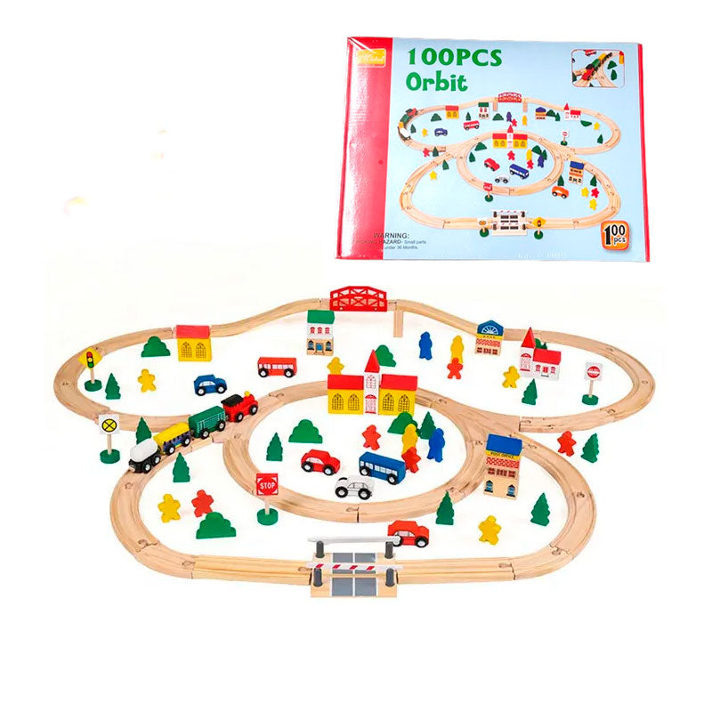 Pista Cuidad Trenes y Autos 100 piezas