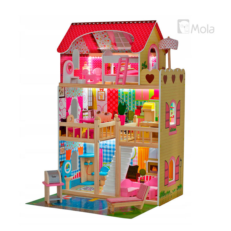 Casa de muñecas con luces y accesorios