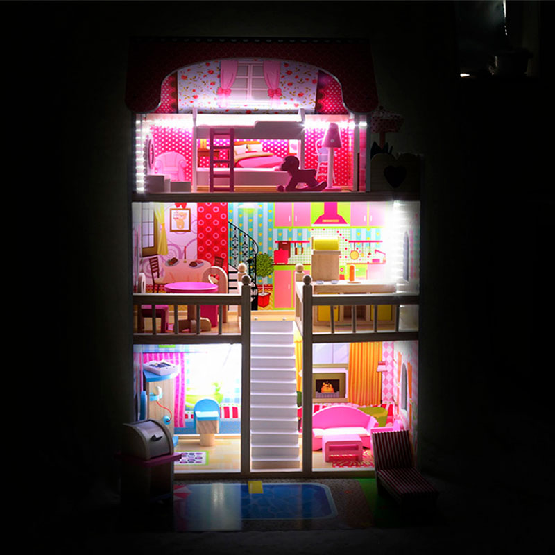 Casa de muñecas con luces y accesorios