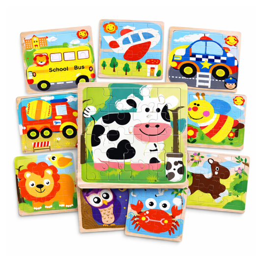Set de 10 Puzzles de Madera – 16 Piezas