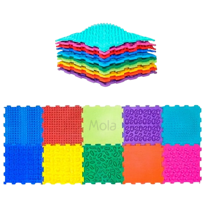 Mat alfombra sensorial con texturas 10 piezas