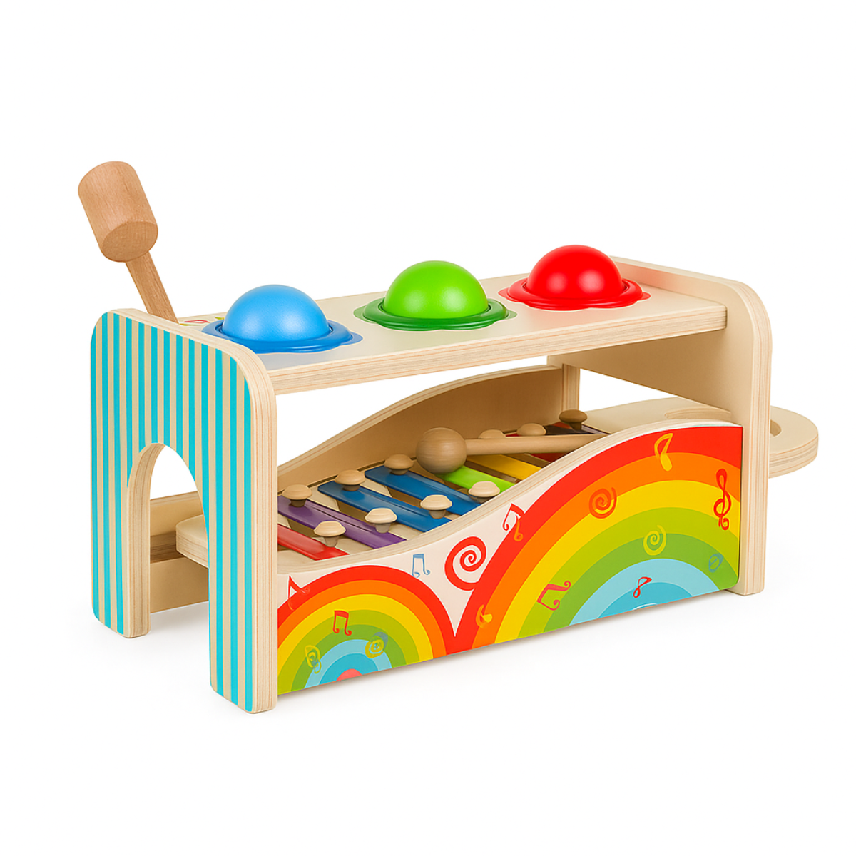 Banco descarga pelotas y metalófono